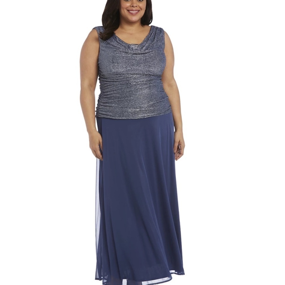 R& M Richard’s evening gown blue sparkle maxi size 16 sparkle NWT